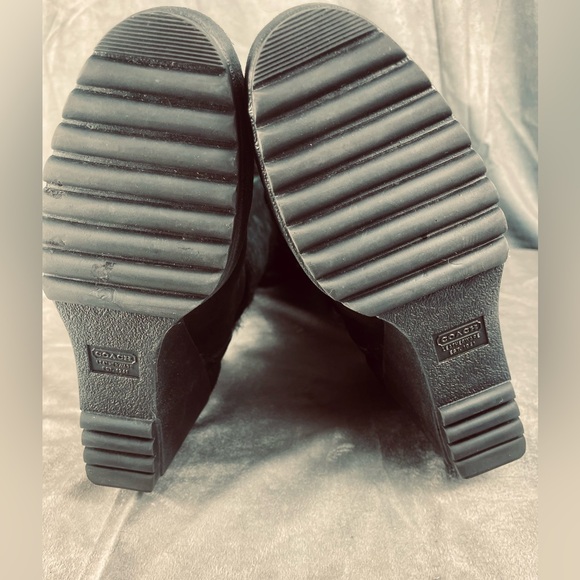 Coach Black Suede Wedge Boots Rabbit Fur Trim Size 11 Sharma Made in Italy🇮🇹 - Picture 6 of 17